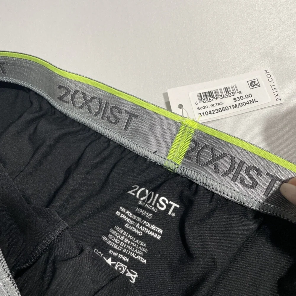 NIB $30 2(X)IST [ Medium ] Sliq Micro Sliq Long Leg Boxer Brief in Black‎ Green